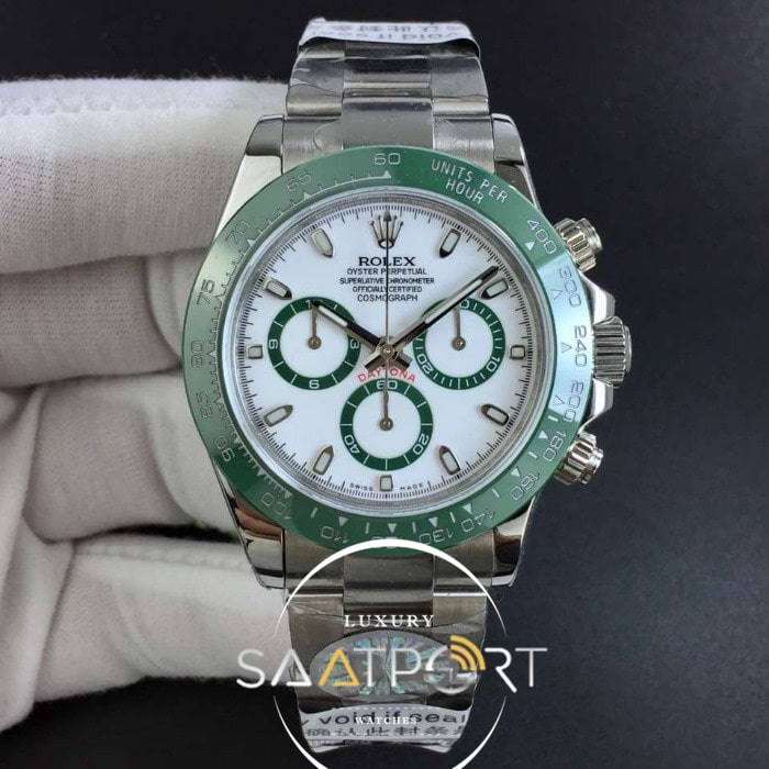 Daytona 116500 LV Green Ceramic  Best Edition White dial 4130 Eta Mekanizma