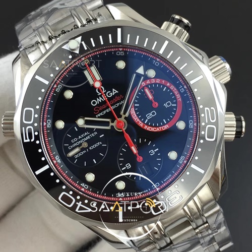 omega Seamaster 300m Chrono ACF Black Ceramic Bezel Black Dial Red Inner Bezel on  Bracelet