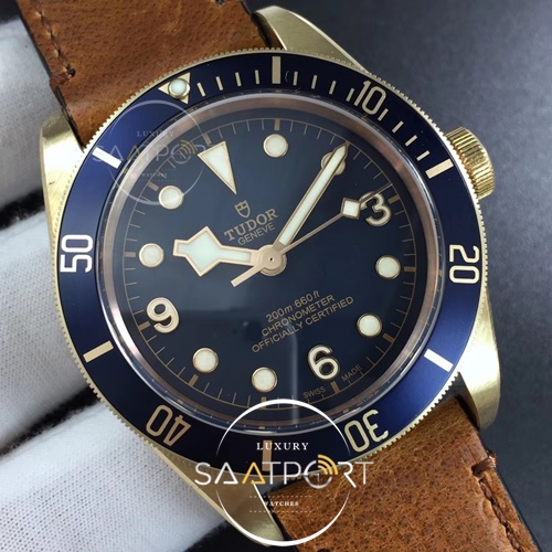 TUDOR Heritage Black Bay Bronze Blue XF 1-1 Aged Brown Leather Strap Super Clon