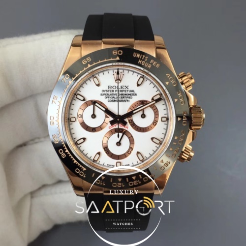 Rolex Daytona 116515 ARF White Dial on Black Rubber Strap A4130 Super Clone V2