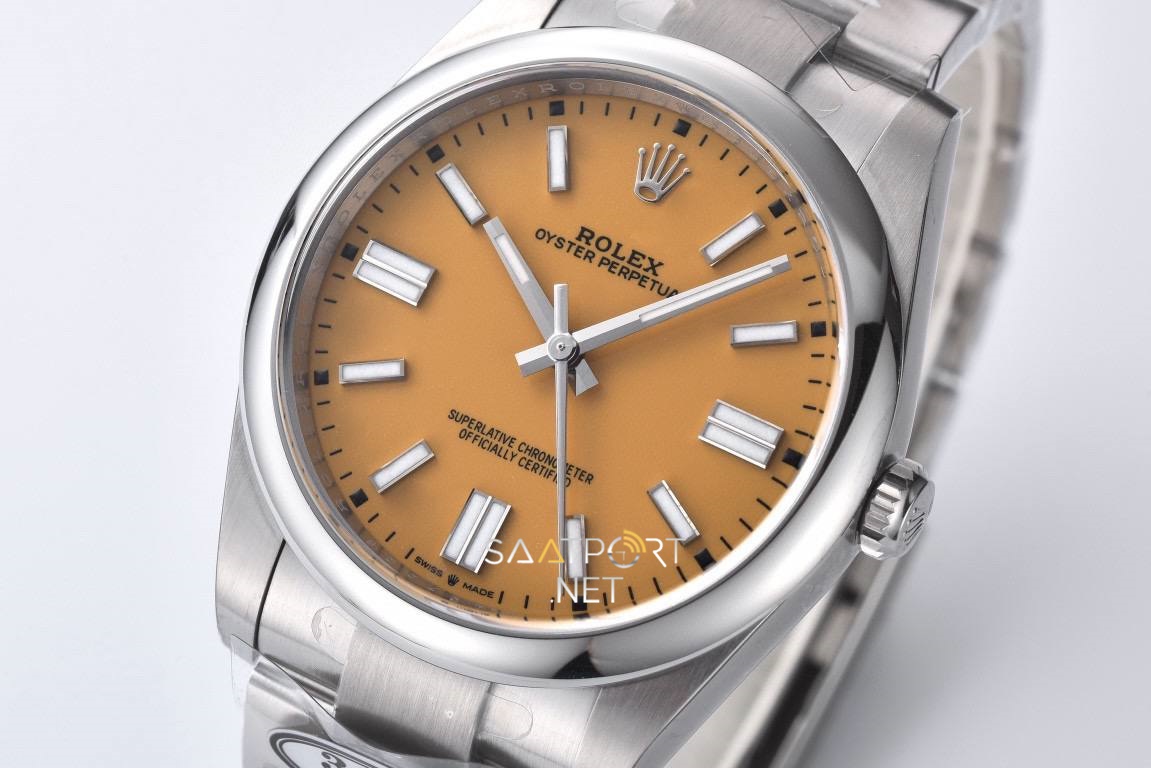 Rolex Oyster Perpetual 41mm Sarı Dial 124300 Super Clone Eta Clean