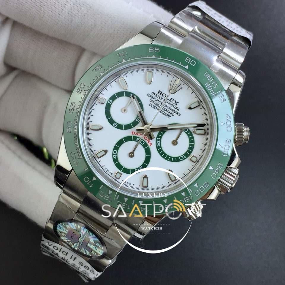 Daytona 116500 LV Green Ceramic  Best Edition White dial 4130 Eta Mekanizma