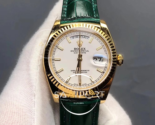 Rolex Day-Date 118138 36mm Noob Factory V5 Rose Gold Silver Dial Swiss