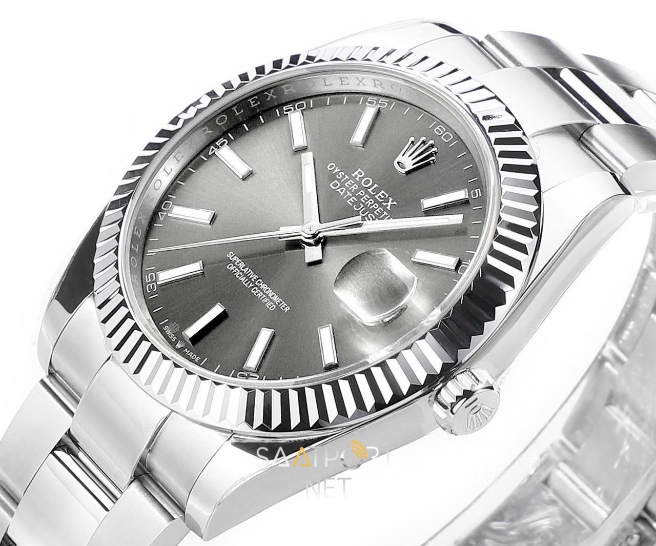 Rolex Datejust 41mm Rhodium Oyster Grey Dial Super Clone Eta