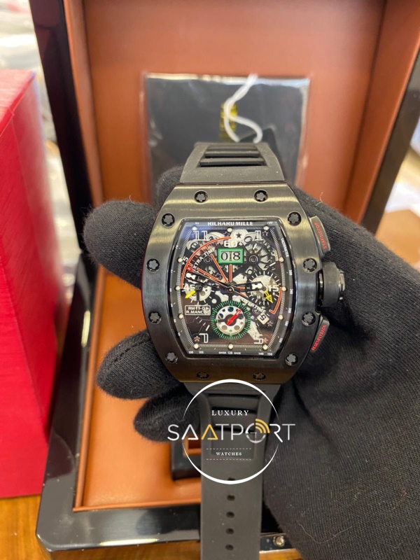 Richard Mille RM011-04 Çelik Kasa Siyah Silikon Kordon