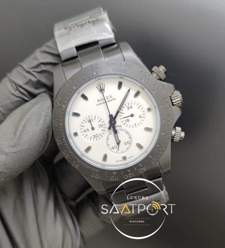 Rolex Saat Otomatik Mekanizma Daytona Beyaz Kadran Siyah Çelik Kasa