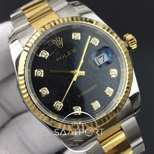 Rolex Datejust 36mm 116234 SSYG DJF Super 1-1 Best Edition Black Jubilee Dial On SS Oyster Bracelet SA3135 V2