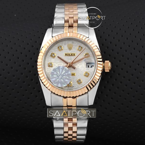 Rolex datejust taşlı bayan saat rose gold