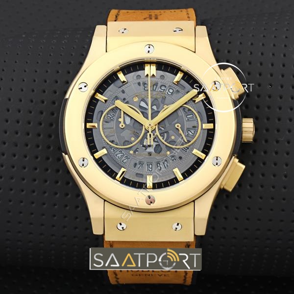 Hublot Sarı Kasa İskelet Görünümlü Cronometreli saat