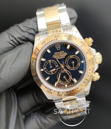 Rolex Saat Daytona Siyah Kadran Çift Tonlu Kordon Otomatik Mekanizma