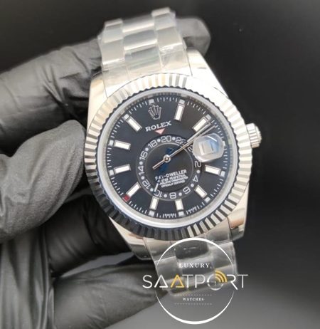 Rolex Saat Sky Dweller Siyah Kadran Çelik Kasa Otomatik Mekanizma