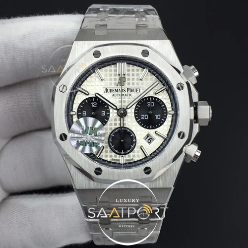 Royal Oak Chronograph SS JHF Best Edition WhiteBlack Dial on SS Bracelet A7750