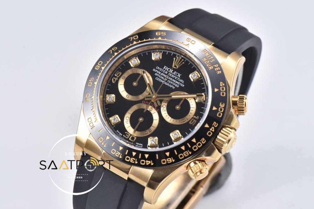 Rolex 116518 Daytona 4130 Clean Factory 40 mm Taşlı Siyah Kadran Super ETA