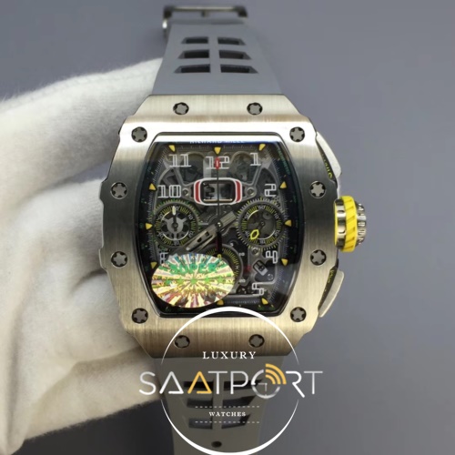 RM11-03 SS KVF  Crystal Skeleton Gray Racing Rubber Strap Super Clon