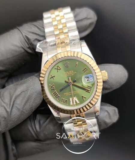 Rolex Datejust Roma Rakamlı Taşlı Yeşil Kadran Jubile Kordon Otomatik Mekanizma