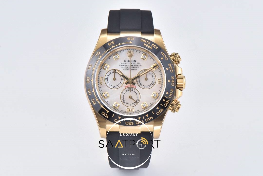 Rolex 116518LN Daytona 4130 Clean Factory 40 mm Taşlı Beyaz Kadran Super Clone ETA