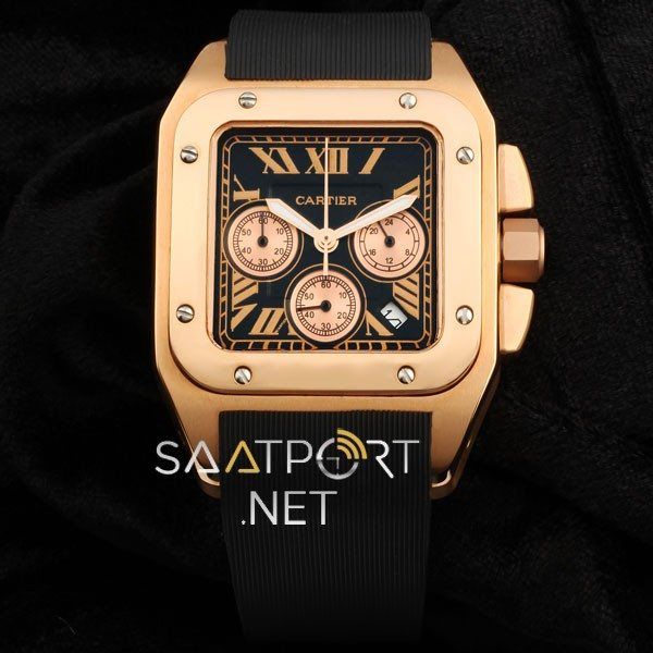 Cartier Santos Siyah Gold