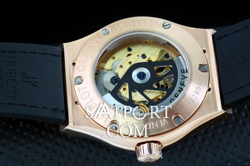 Hublot Vendome Skeleton Siyah Deri