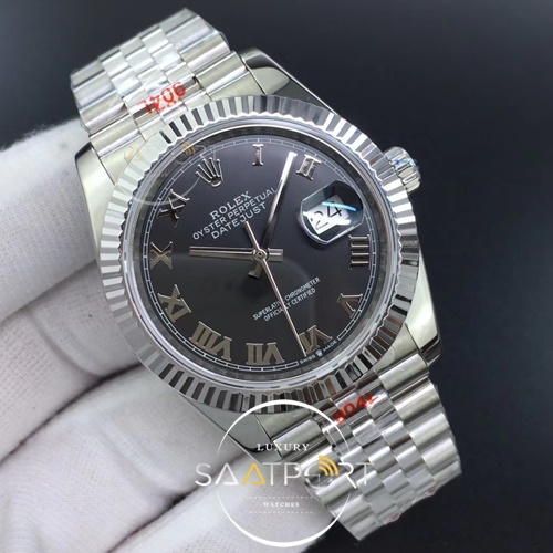 Rolex DateJust 36 mm NOOB Best Edition 904L Steel Black Dial Roman Super clon