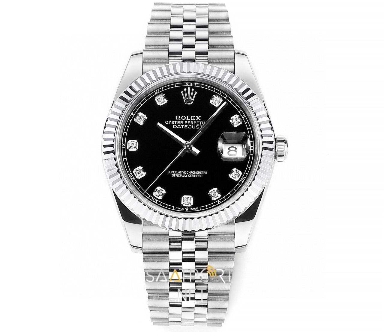 Rolex Datejust 41mm 126334 Taşlı Siyah Kadran Super Clone Eta