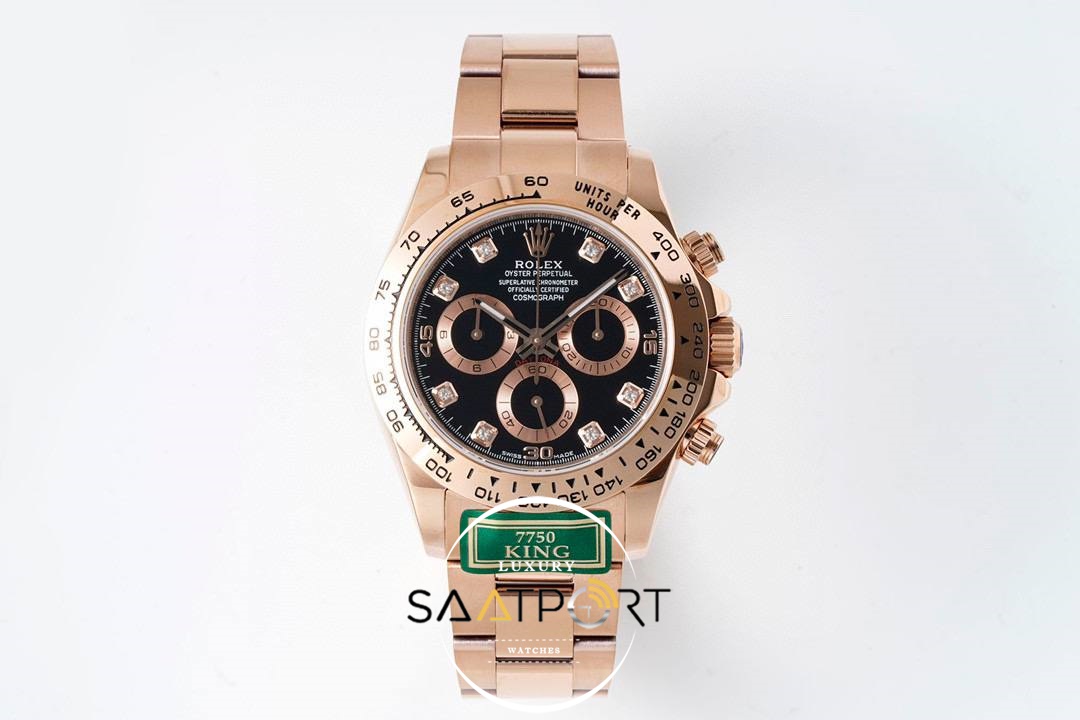 Rolex Daytona 116505 King Factory 40 mm Rose Kasa Taşlı Kadran Super Clone ETA