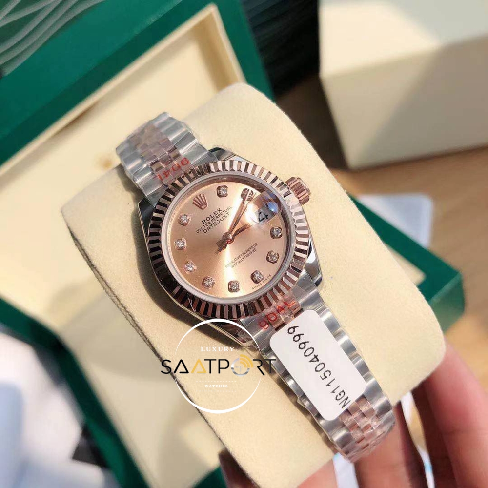 Rolex Datejust Taşlı Gül Kadran Jubile Kordon Super Clone ETA