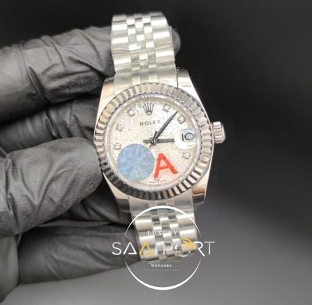 Rolex Datejust Taşlı Desenli Kadran Tırtıklı Bezel Jubile Kordon Otomatik Mekanizma