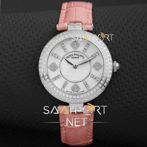 Patek Phılıppe taşlı bayan saati 36 mm Pembe Kordon