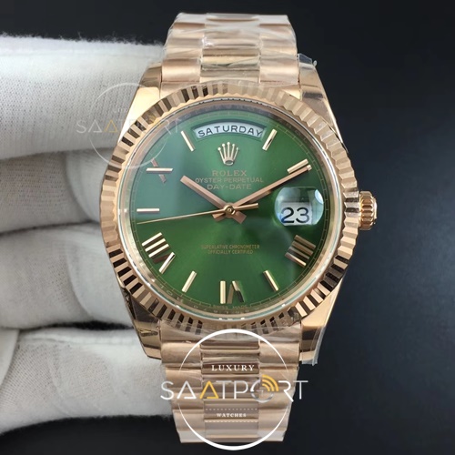 Rolex Day-Date 40mm 228235 RG Noob 1-1  Green Dial Roman Markers Super Clon 3255