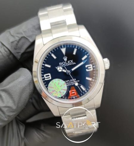 Rolex Saat Oyster Perpetual Explorer Siyah Kadran Düz Çelik Bezel