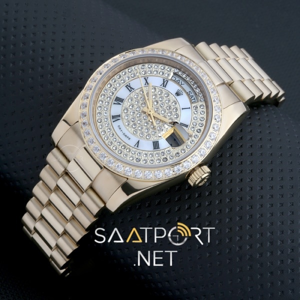 Rolex Taşlı Model Gold New Full Baget Diamond