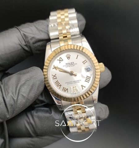 Rolex Datejust Roma Rakamlı Taşlı Gri Kadran Jubile Kordon Otomatik Mekanizma