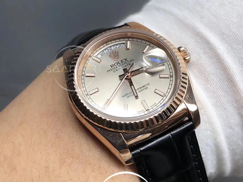 Rolex Day-Date 36 Everose  Strap Rhodium 118135 Swiss Super Clon