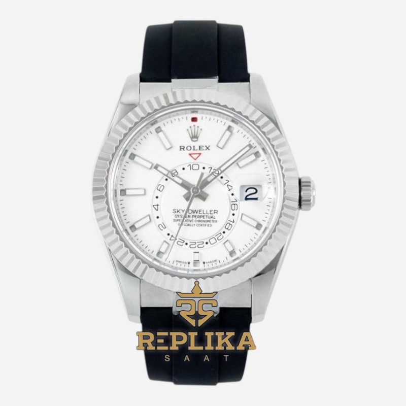 Rolex Sky Dweller 336239 Beyaz Kadran 904L Kasa Oysterflex 9002 Super Clone ETA