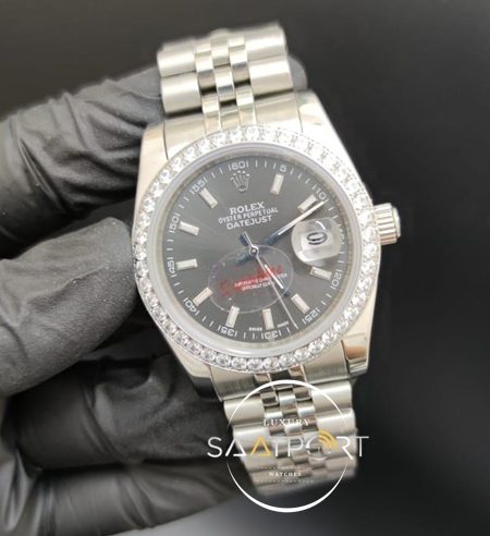 Rolex Datejust Baget Taşlı Bezel Gri Kadran Jubile Kordon Otomatik Mekanizma