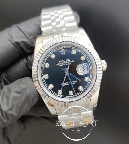 Rolex Saat Datejust Otomatik Mekanizma Taşlı Siyah Kadran Jubile Kordon