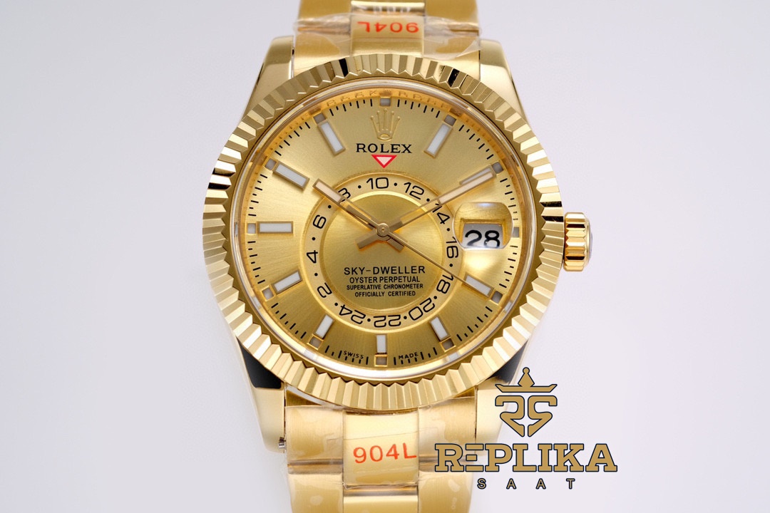 Rolex Sky-Dweller 326938 Gold Dial 42mm Super Clone ETA