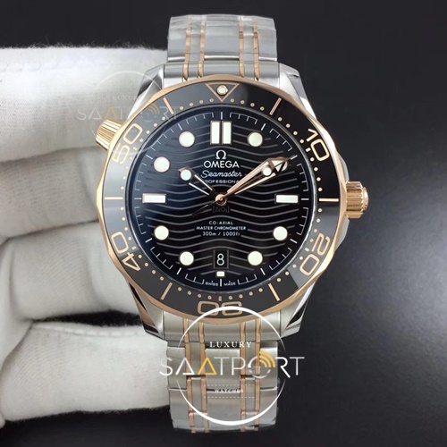 Omega Eta Saat 2018 Seamaster Diver 300M SSRG VS Factory Best Edition RG Bezel Black Dial on SSRG Bracelet A8800  42 mm