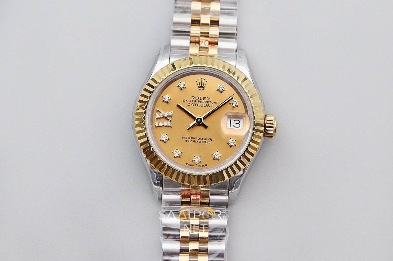 Rolex Lady Datejust 28mm Two Tone Gold Taşlı Kadran Eta