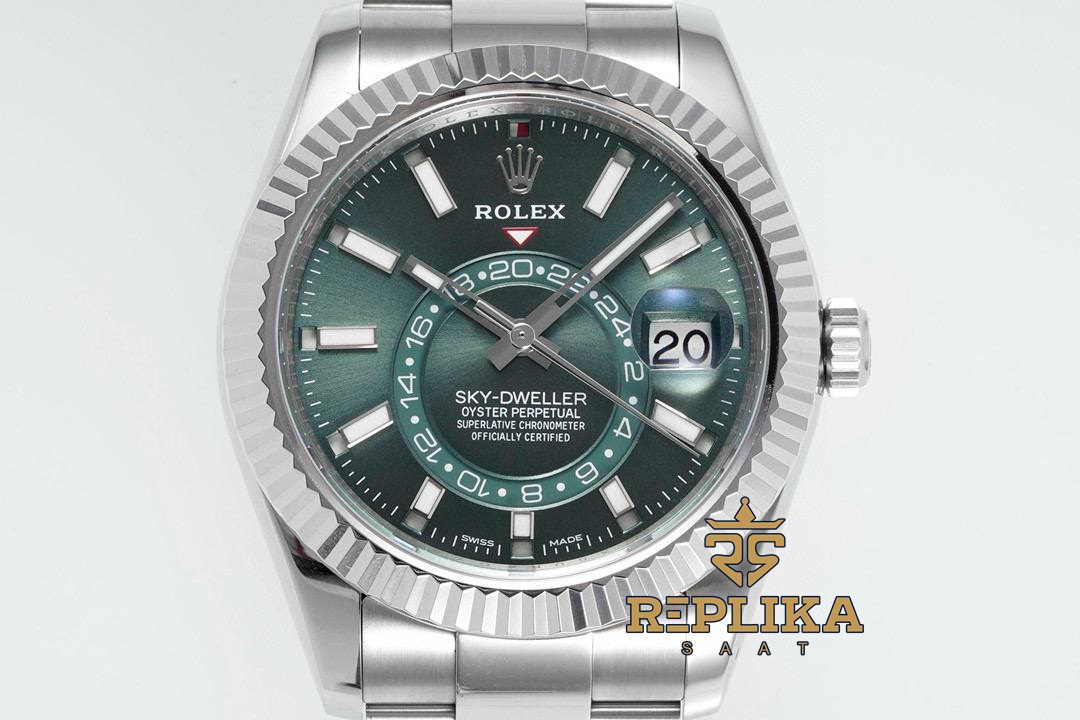 Rolex Sky Dweller 336934 Yeşil Kadran 904L Oyster 9002 Super Clone ETA