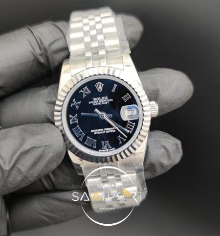 Rolex Datejust Roma Rakamlı Siyah Kadran Tırtıklı Bezel Jubile Kordon Otomatik Mekanizma