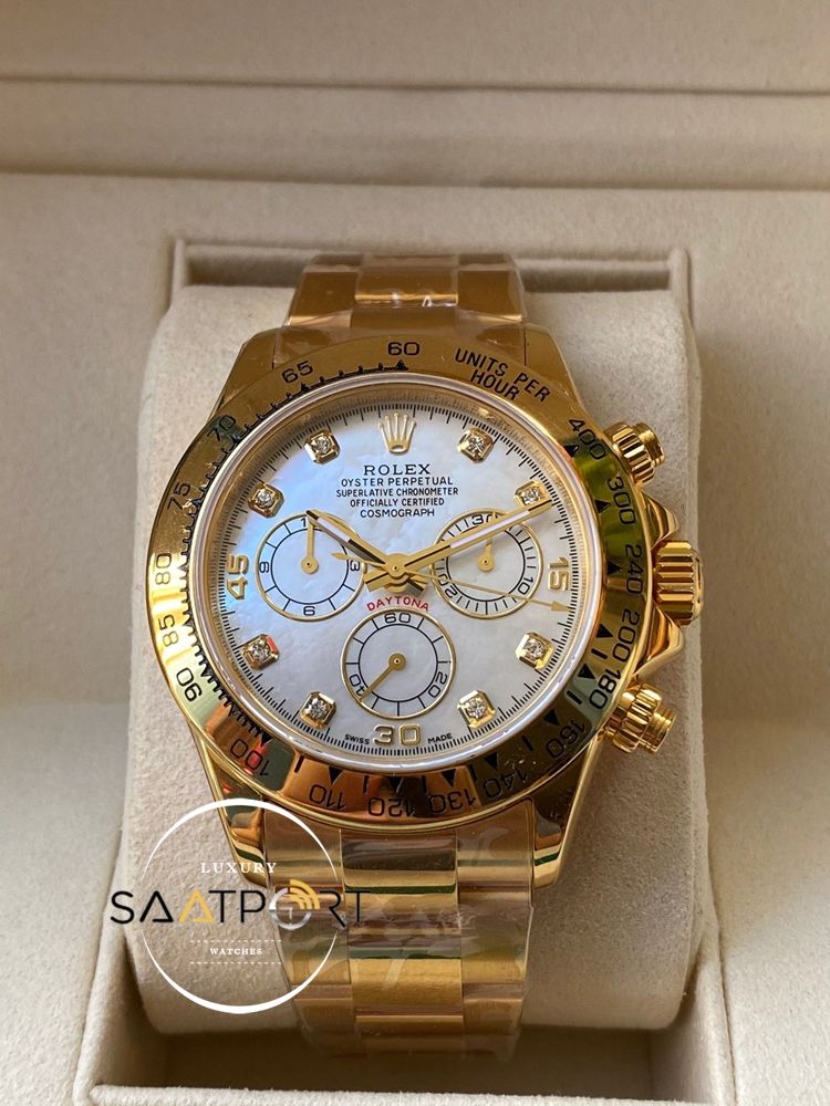 Rolex Cosmograph Daytona 116523 Taşlı Beyaz Kadran Super Clone ETA