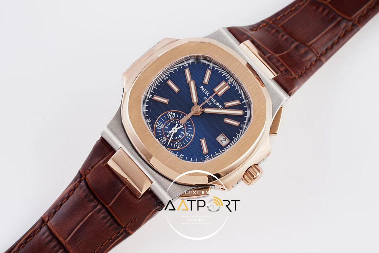 Patek Philippe Nautilus 5980R-001 Mavi Kadran 18K Altın Kaplama