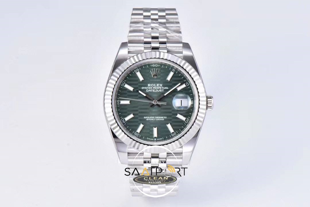 Rolex Datejust 41 Clean Factory Mint Green Fluted Motif 3235