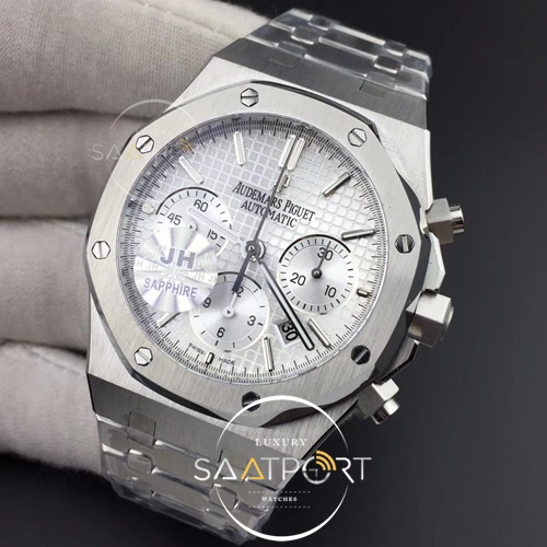 Royal Oak Chronograph SS JHF Best Edition White Dial on SS Bracelet A7750