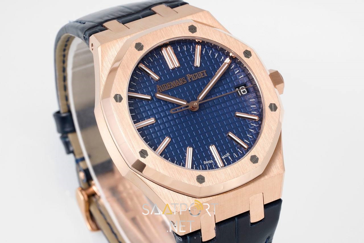 Audemars Piguet 15500 Rose Gold Mavi Kadran Deri Kordon Eta