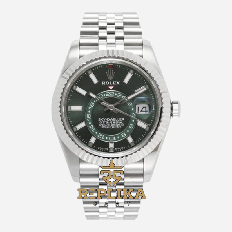 Rolex Sky Dweller 336934 Yeşil Kadran 904L Jubilee 9002 Super Clone ETA