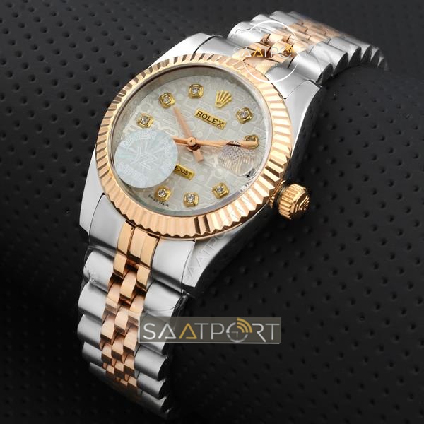 Rolex datejust taşlı bayan saat rose gold