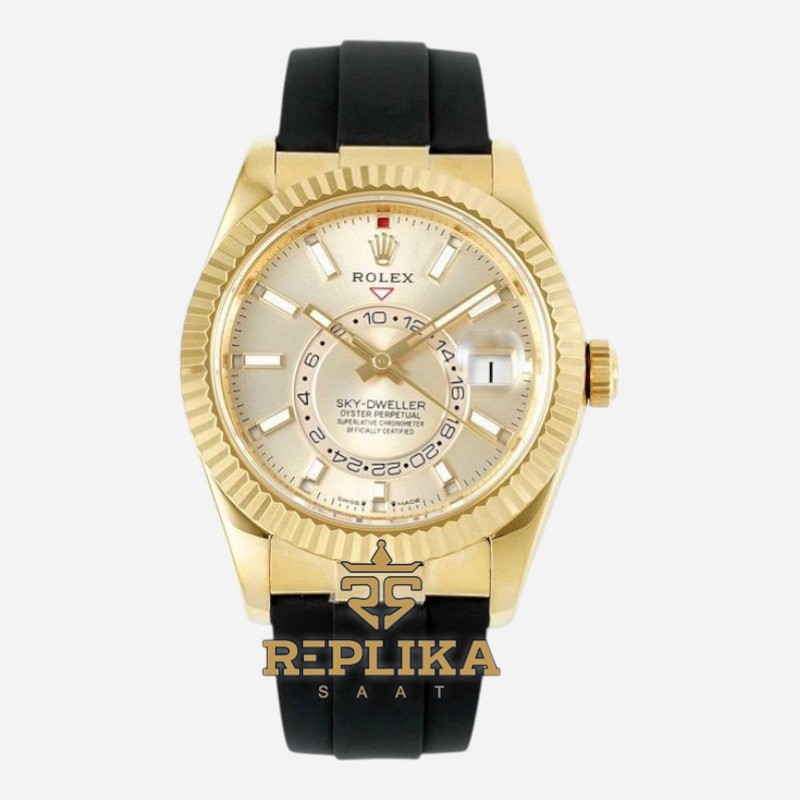 Rolex Sky Dweller 336238 Gold Kadran 904L Gold Oysterflex 9002 Super Clone ETA