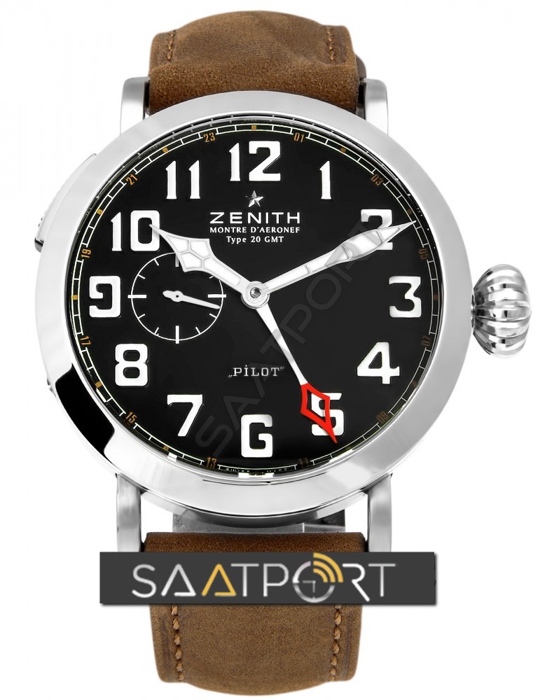 Zenith Pilot Type 20 GMT Aeronef Brown Strap